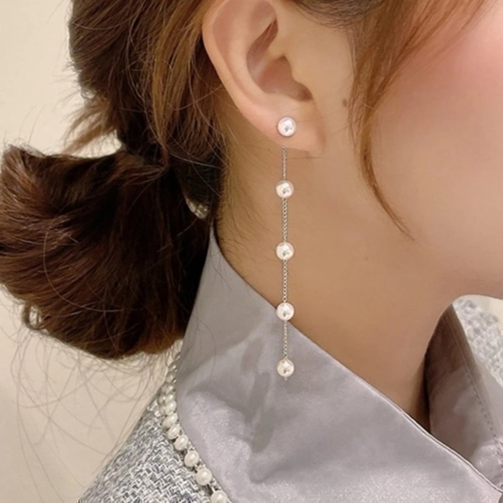 Elegant Silver Pearl Drop Earrings